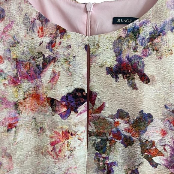 Black Halo Yoomi Floral Cap Sleeve Sheath Dress Watercolor Floral Blush Size 12 - Picture 7 of 16